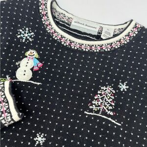 Alfred Dunner Women’s Sz Petite Large Winter Snowman Christmas Beaded Sweater H4